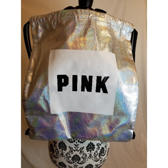 PINK Victoria's Secret Silver Holographic Backpack - Picture 4 of 4